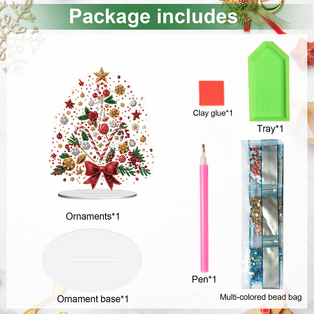 2D Flat Christmas Tree Print DIY Diamond Painting Tabletop Ornaments Decorations