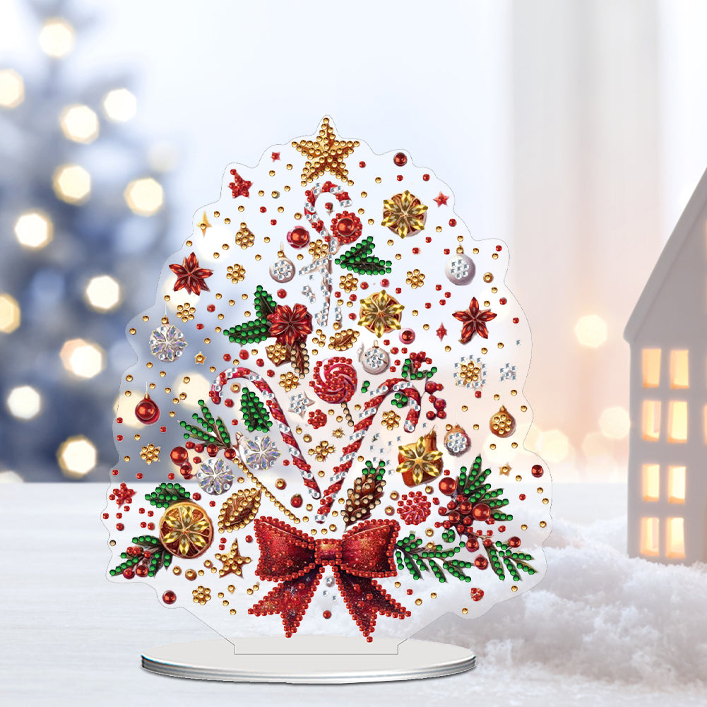 2D Flat Christmas Tree Print DIY Diamond Painting Tabletop Ornaments Decorations