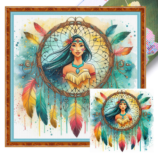 Dream Catcher Girl - 11CT Stamped Cross Stitch 40*40CM