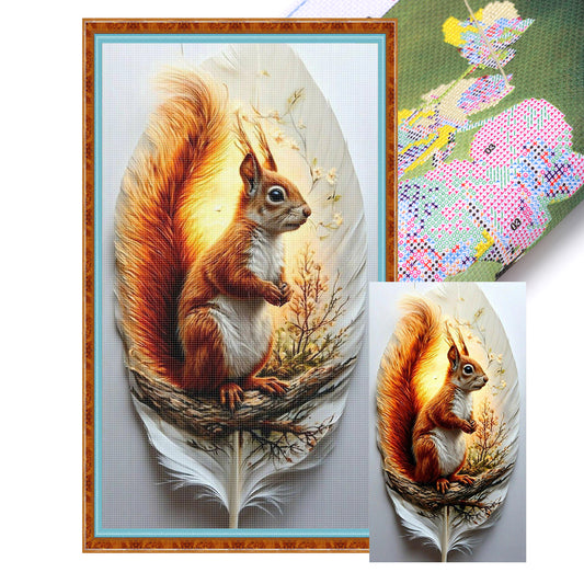 Leaf Squirrel - 11CT Stamped Cross Stitch 40*70CM