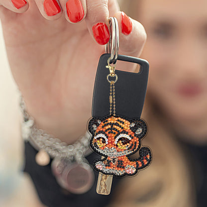 Double Sided Special Shape Animals Diamond Art Craft Keychain for Party Supplies
