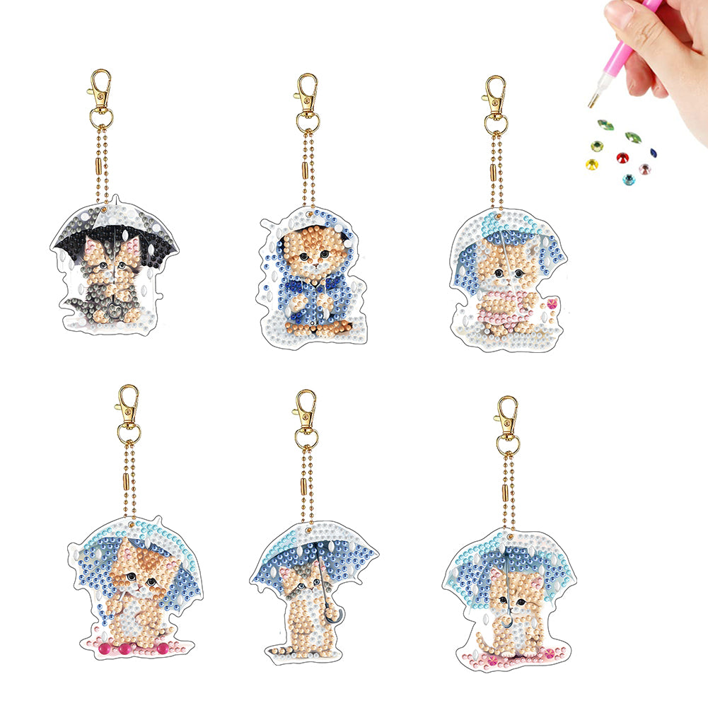 Double Sided Special Shape Animals Diamond Art Craft Keychain for Party Supplies