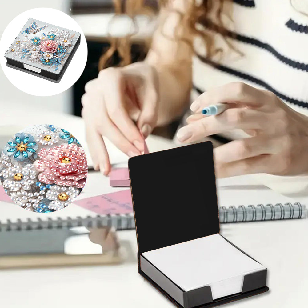 Leather Animals Diamond Painting Notecard Box Flowers Gem Art Sticky Note Holder