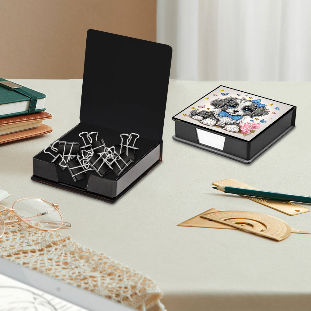 Leather Animals Diamond Painting Notecard Box Flowers Gem Art Sticky Note Holder