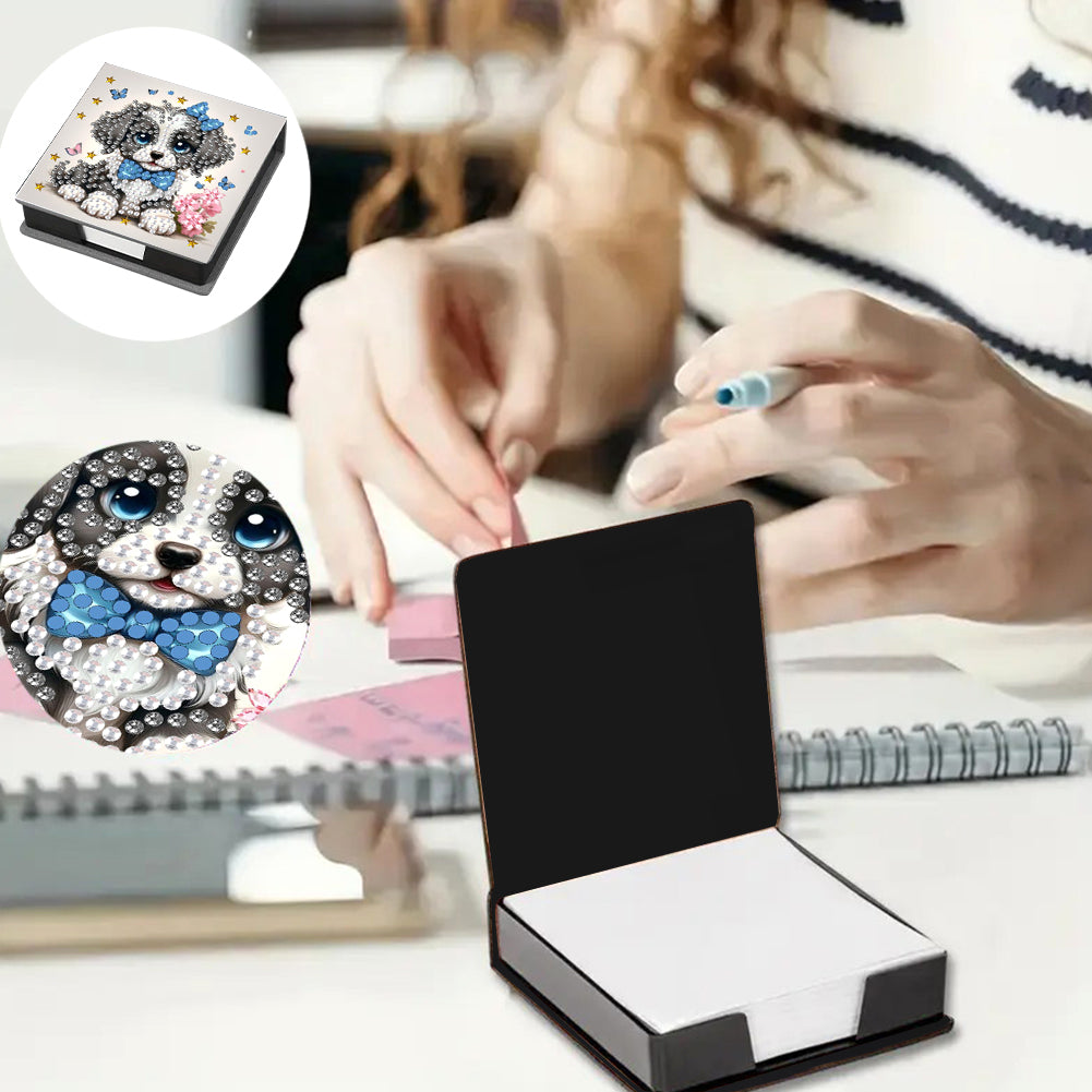 Leather Animals Diamond Painting Notecard Box Flowers Gem Art Sticky Note Holder