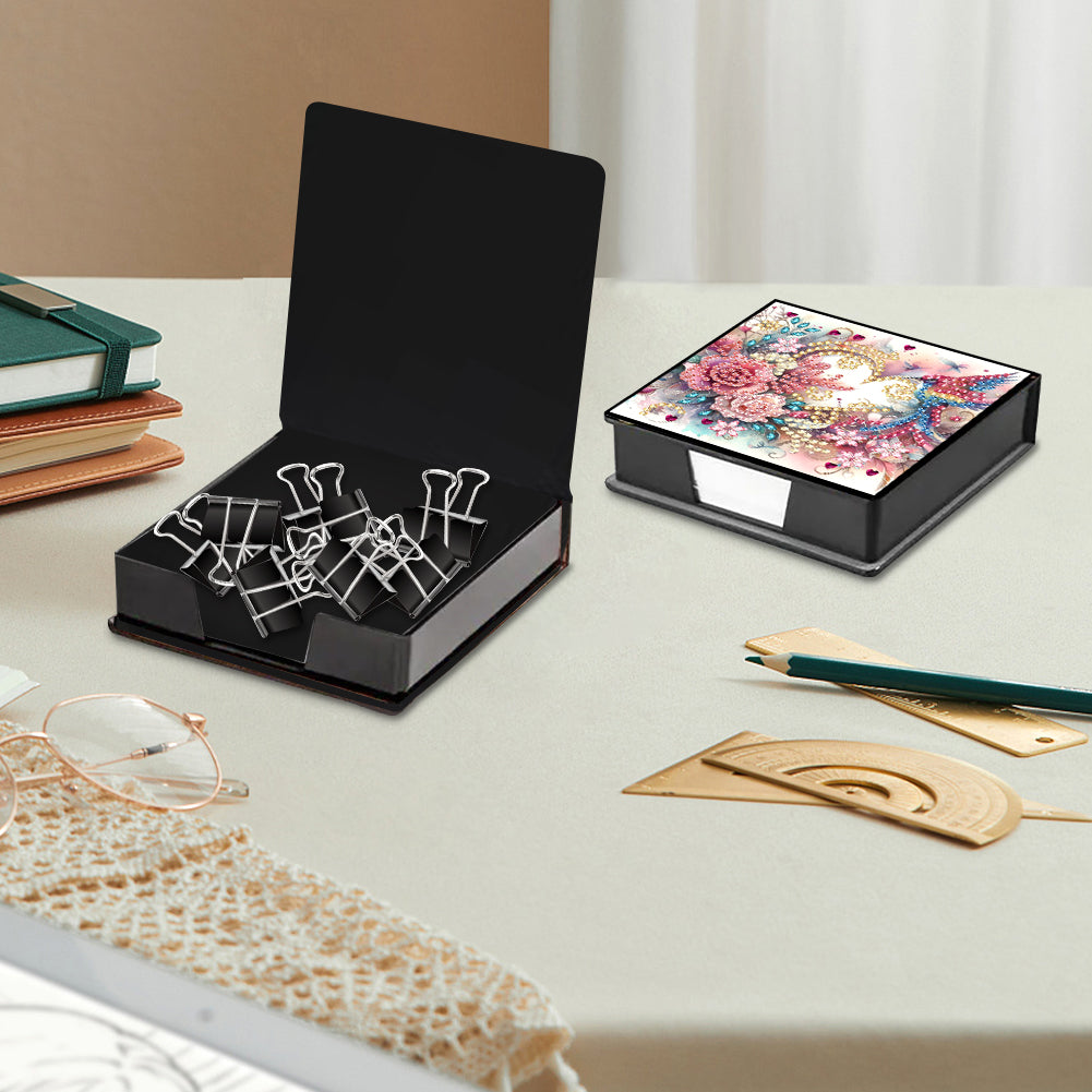 Leather Animals Diamond Painting Notecard Box Flowers Gem Art Sticky Note Holder
