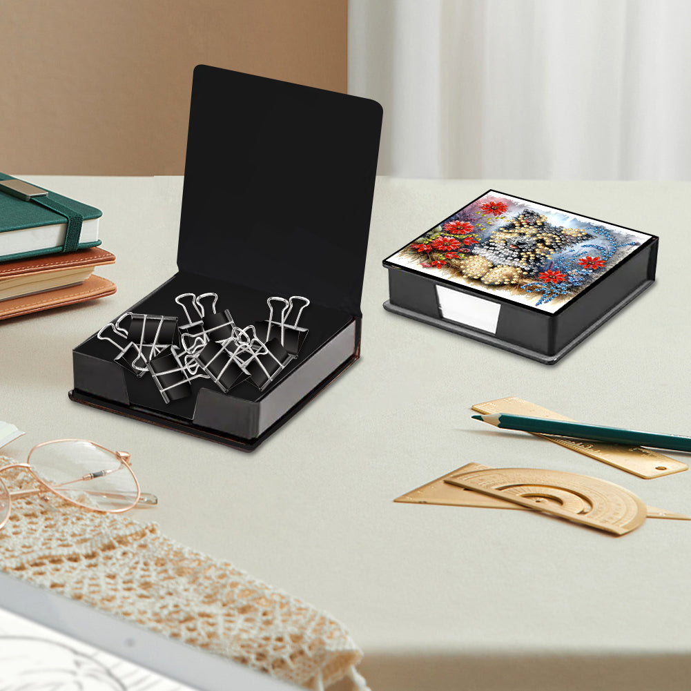 Leather Animals Diamond Painting Notecard Box Flowers Gem Art Sticky Note Holder