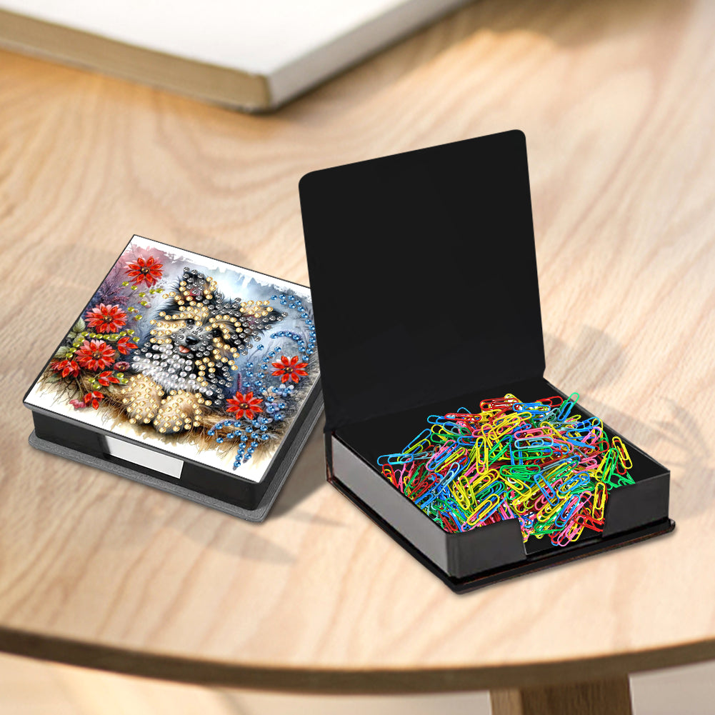 Leather Animals Diamond Painting Notecard Box Flowers Gem Art Sticky Note Holder