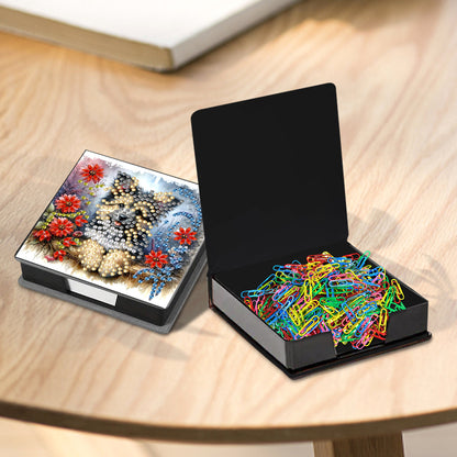 Leather Animals Diamond Painting Notecard Box Flowers Gem Art Sticky Note Holder