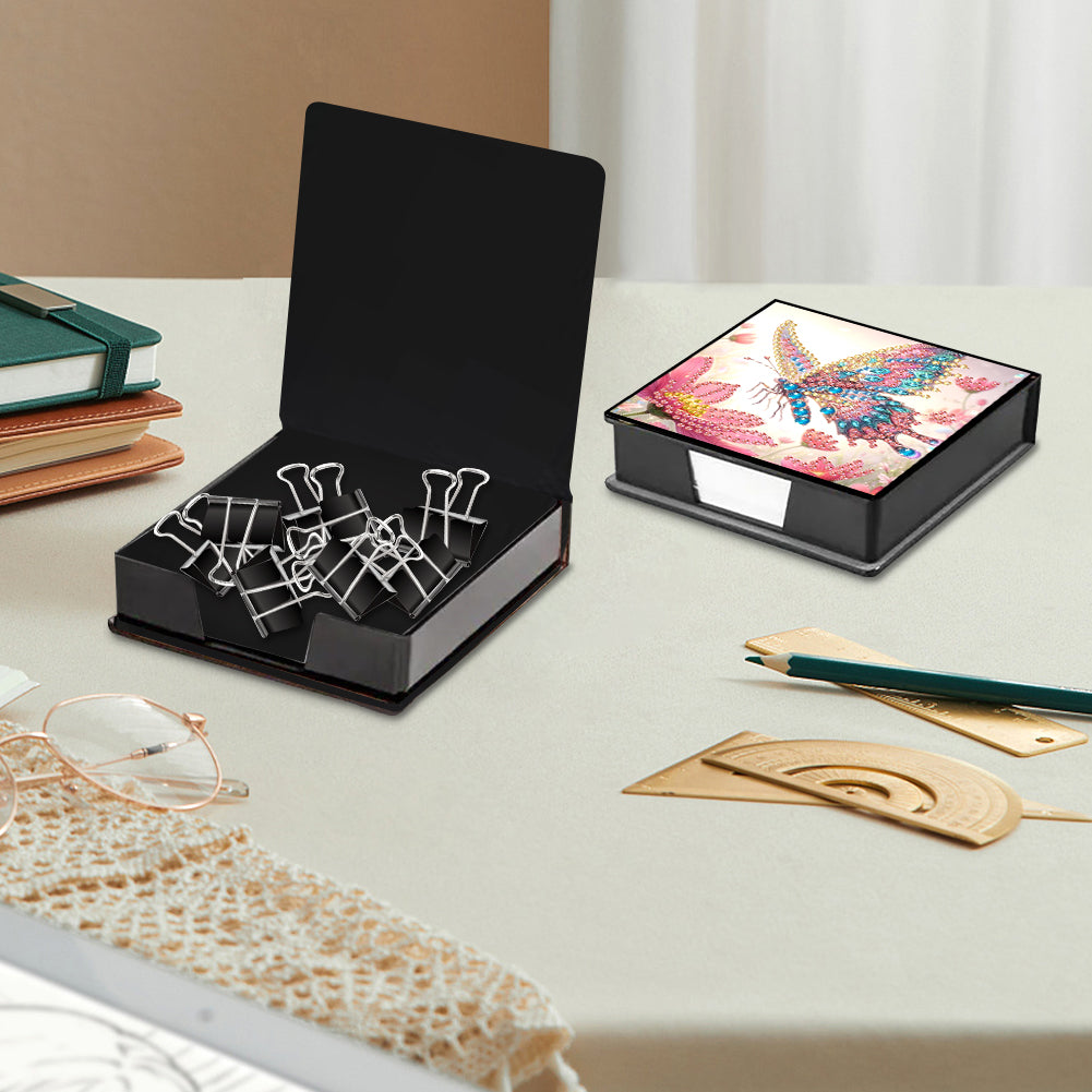 Leather Animals Diamond Painting Notecard Box Flowers Gem Art Sticky Note Holder