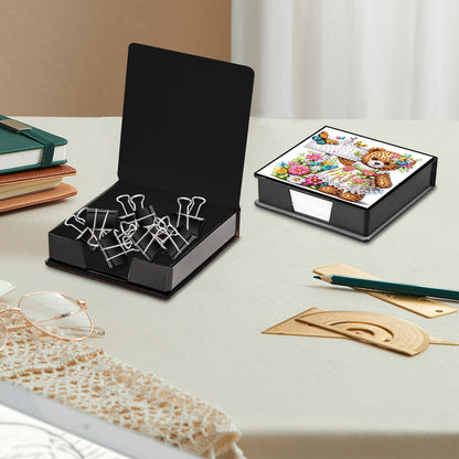Leather Animals Diamond Painting Notecard Box Flowers Gem Art Sticky Note Holder