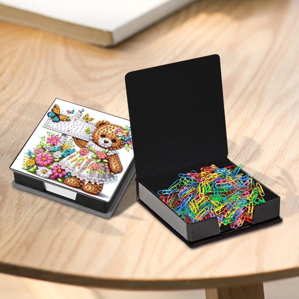 Leather Animals Diamond Painting Notecard Box Flowers Gem Art Sticky Note Holder