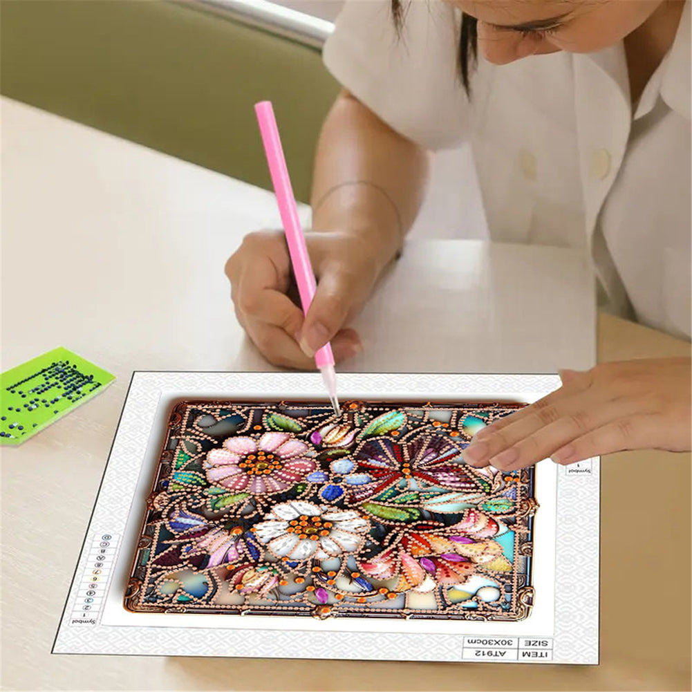 Metallic Flower - Special Shaped Drill Diamond Painting 30*30CM