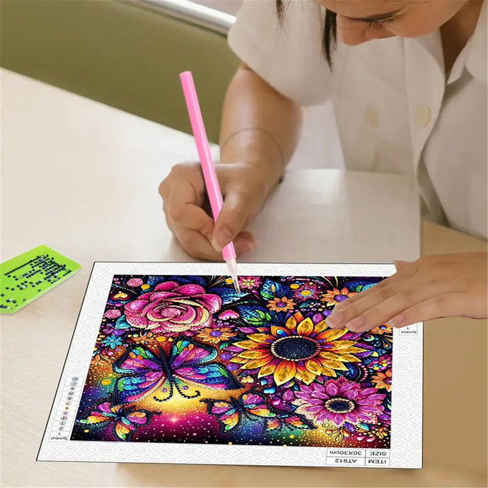 Butterfly Flower - Special Shaped Drill Diamond Painting 30*30CM