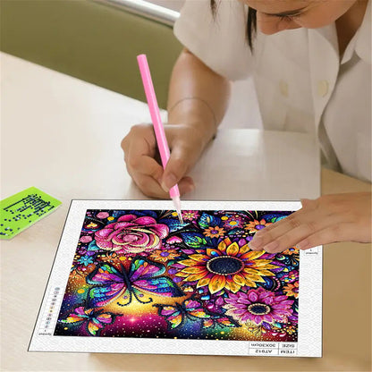 Butterfly Flower - Special Shaped Drill Diamond Painting 30*30CM