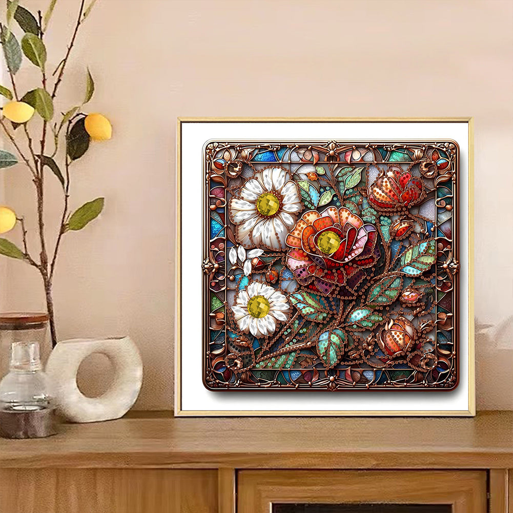 Glass Flower - Special Shaped Drill Diamond Painting 30*30CM