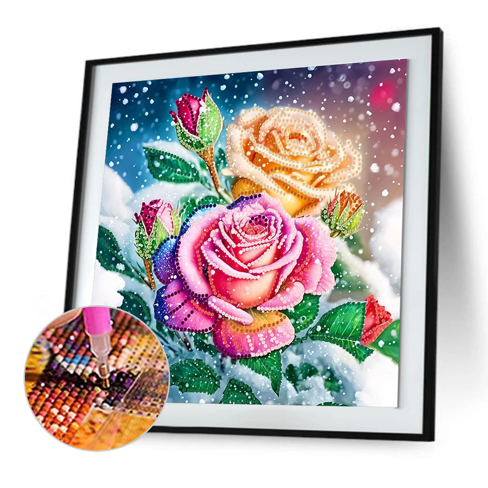 Blooming Flowers - Special Shaped Drill Diamond Painting 30*30CM