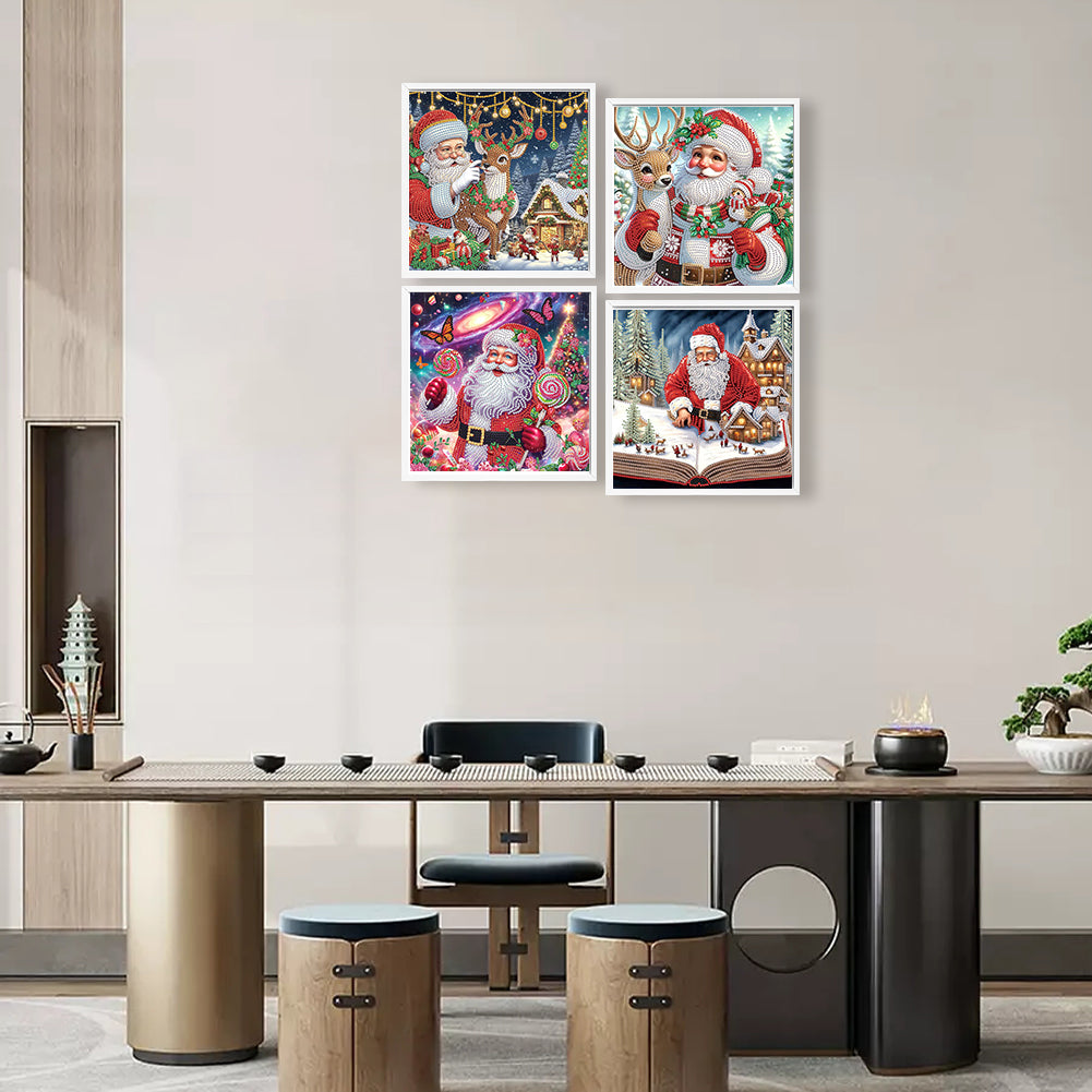 4 Pcs Christmas - Special Shaped Drill Diamond Painting 30*30CM