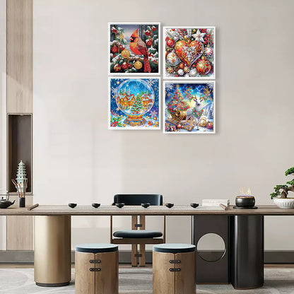 4 Pcs Christmas - Special Shaped Drill Diamond Painting 30*30CM