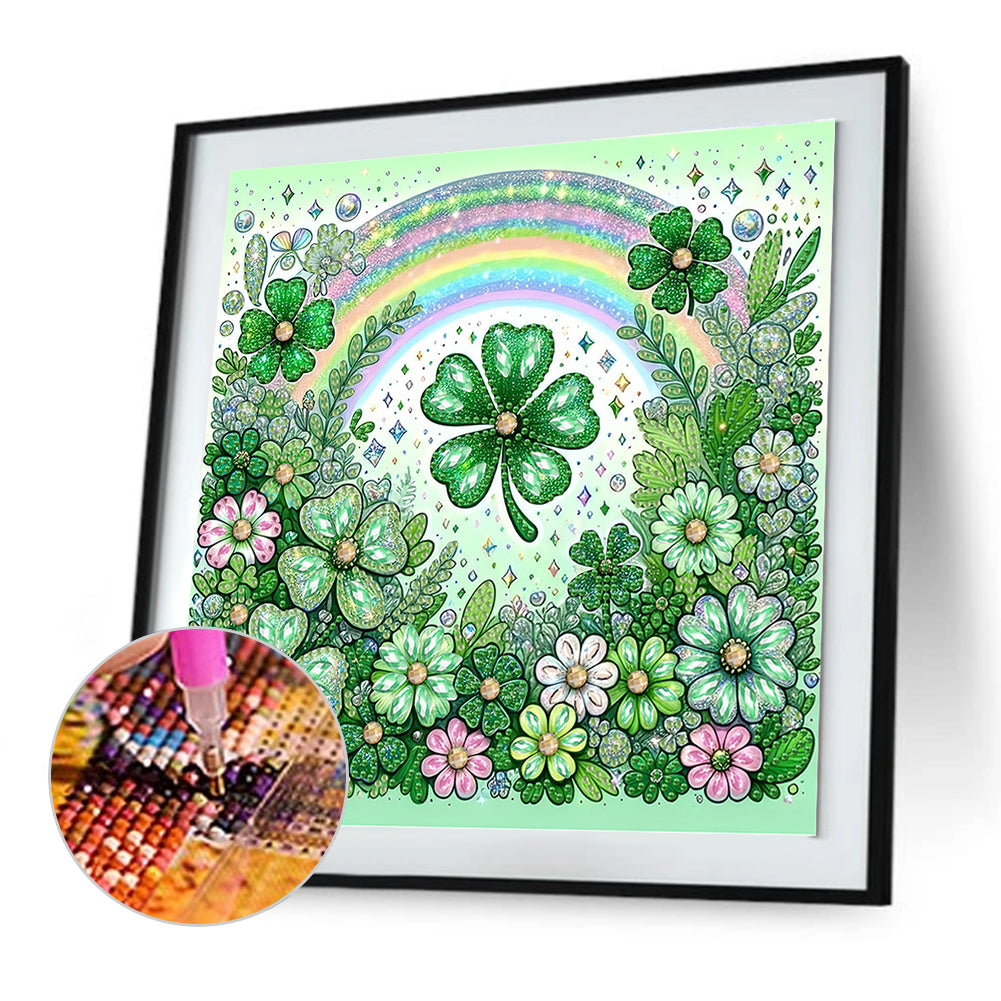 Blooming Lucky Clover - Special Shaped Drill Diamond Painting 30*30CM