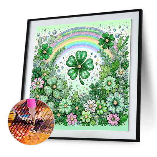 Blooming Lucky Clover - Special Shaped Drill Diamond Painting 30*30CM