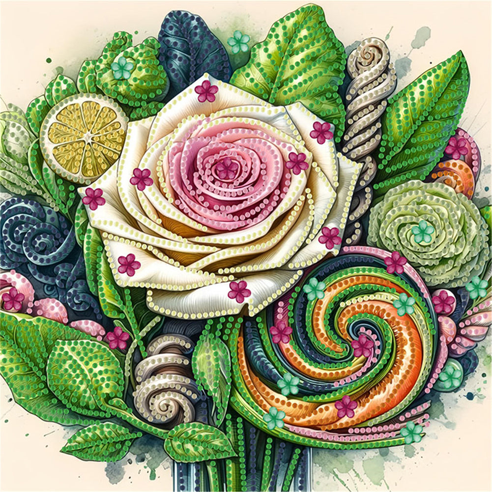 Blooming Flowers - Special Shaped Drill Diamond Painting 30*30CM