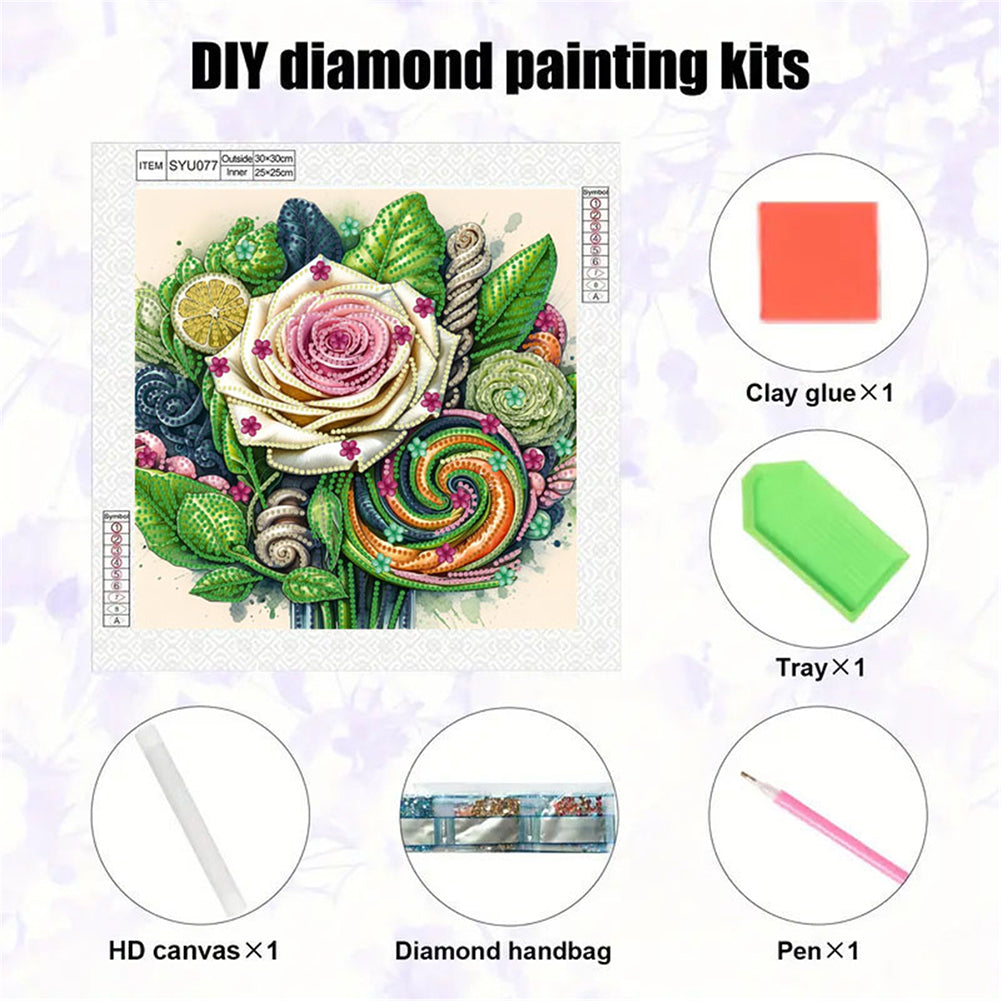 Blooming Flowers - Special Shaped Drill Diamond Painting 30*30CM