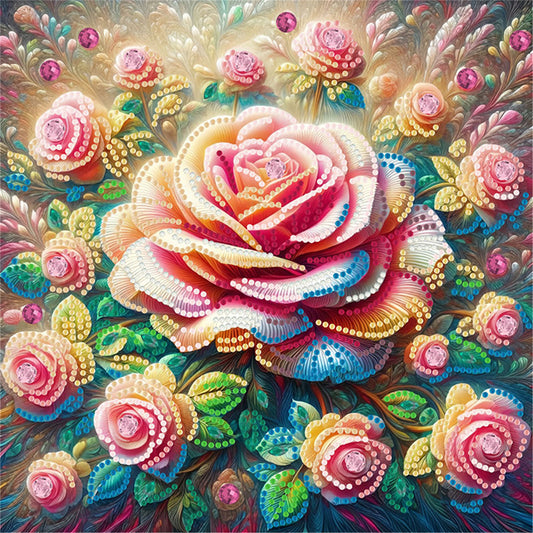 Blooming Flowers - Special Shaped Drill Diamond Painting 30*30CM