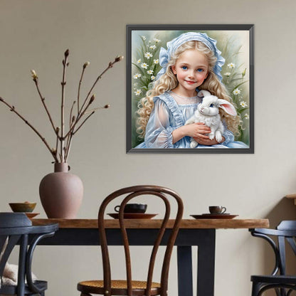 Girl And Rabbit - Full Round Drill Diamond Painting 40*40CM