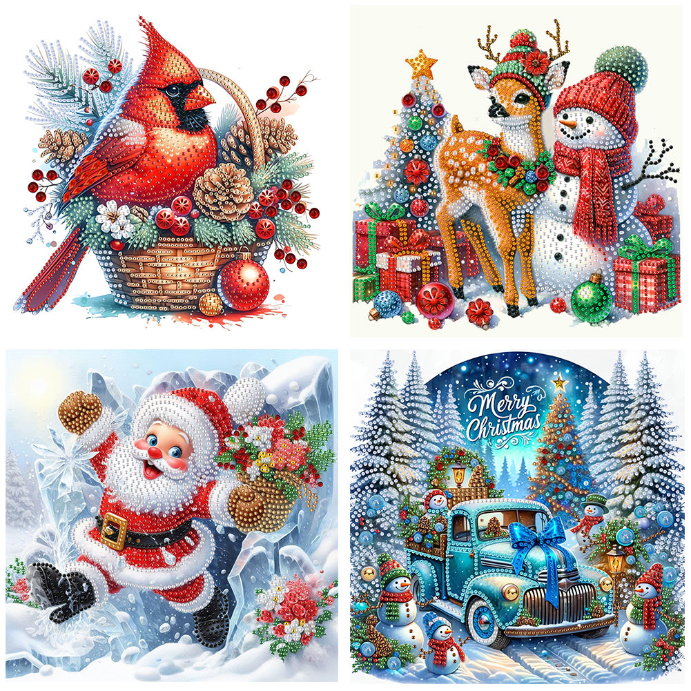 4 Pcs Christmas - Special Shaped Drill Diamond Painting 30*30CM
