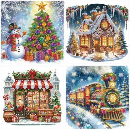 4 Pcs Christmas - Special Shaped Drill Diamond Painting 40*40CM