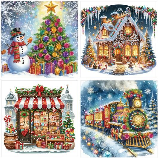4 Pcs Christmas - Special Shaped Drill Diamond Painting 40*40CM