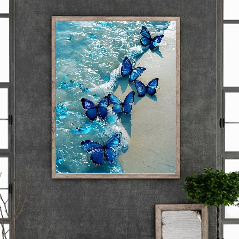 Beach Butterfly - Full Round Drill Diamond Painting 40*50CM