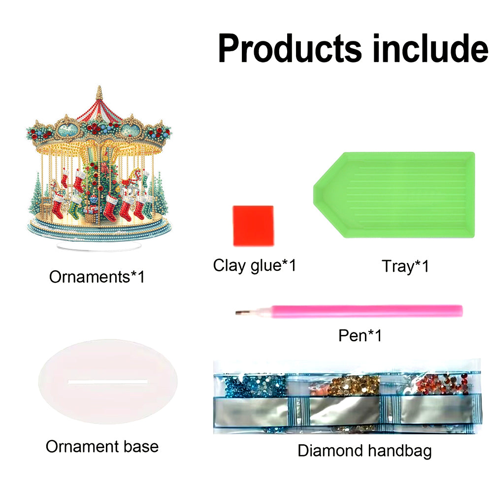 2D Flat Xmas DIY Desktop Diamond Art Kits Diamond Painting Desktop Ornaments Kit