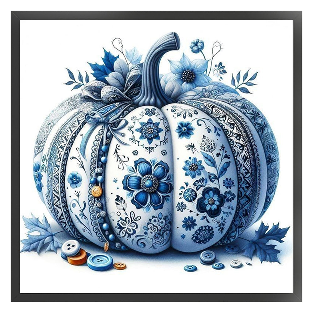 Blue And White Porcelain Pumpkin - 14CT Stamped Cross Stitch 40*40CM