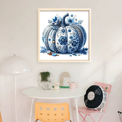 Blue And White Porcelain Pumpkin - 14CT Stamped Cross Stitch 40*40CM