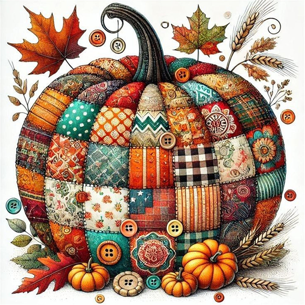 Colorful Splicing Pumpkin - 14CT Stamped Cross Stitch 40*40CM
