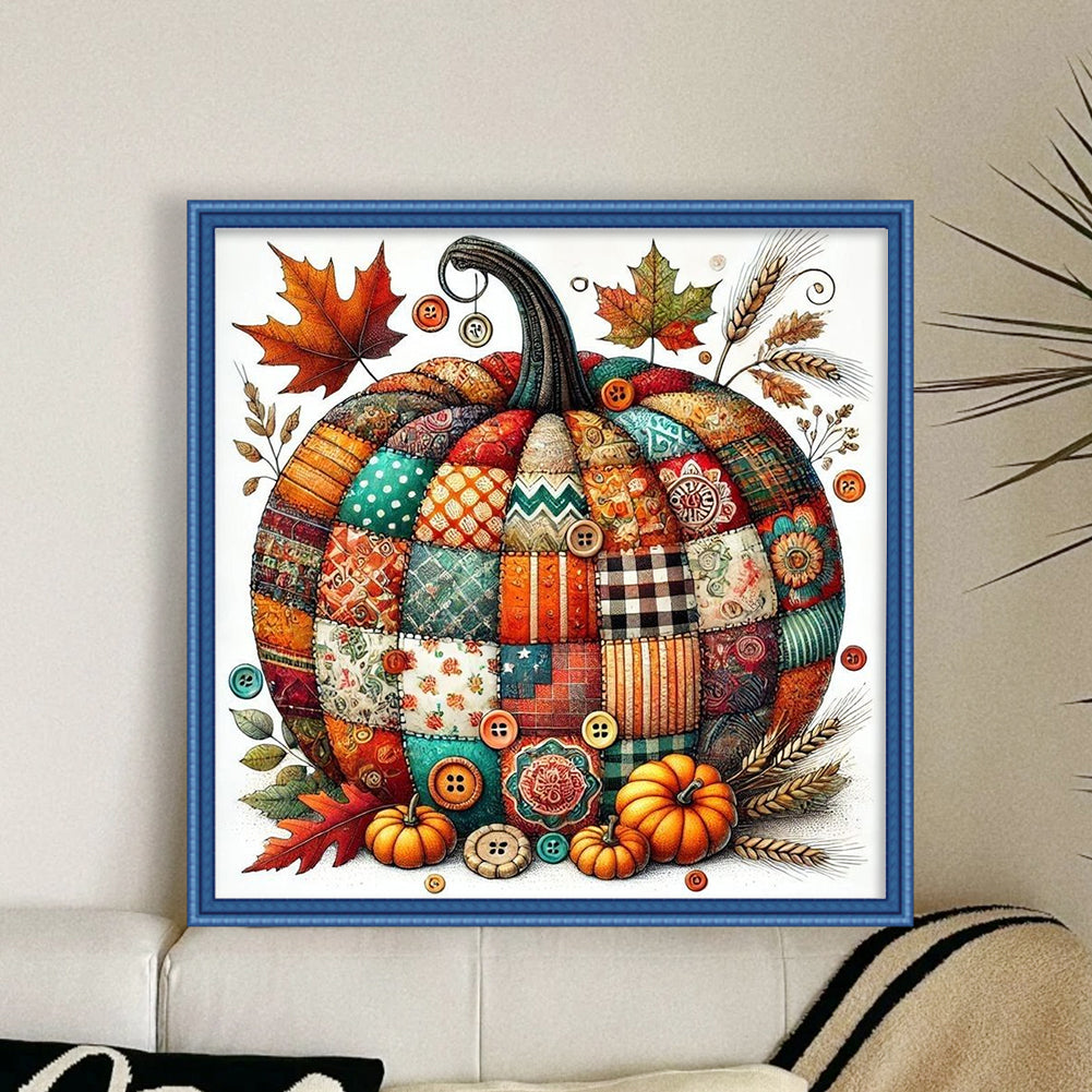 Colorful Splicing Pumpkin - 14CT Stamped Cross Stitch 40*40CM