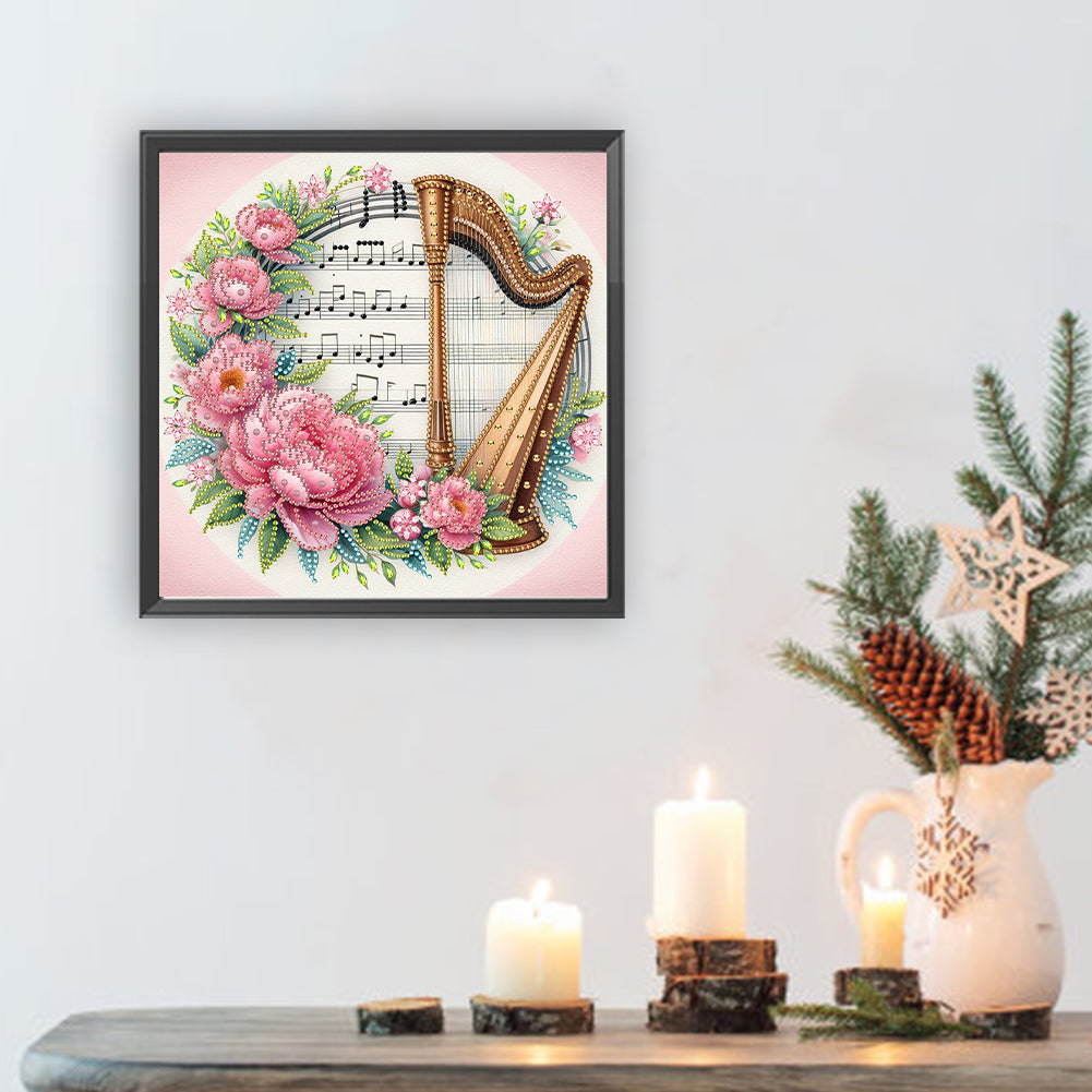Harp And Peony - Special Shaped Drill Diamond Painting 30*30CM