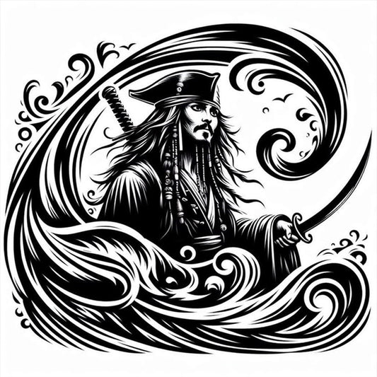 Silhouette Pirate Ship Captain - 11CT Stamped Cross Stitch 40*40CM