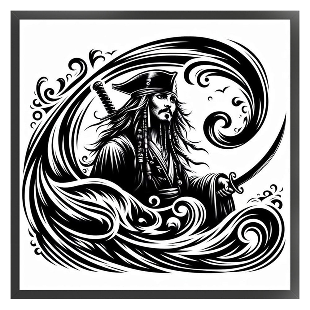 Silhouette Pirate Ship Captain - 11CT Stamped Cross Stitch 40*40CM