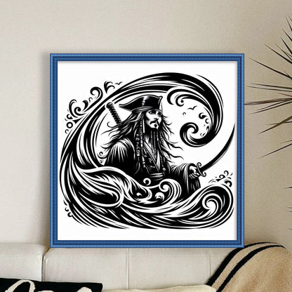 Silhouette Pirate Ship Captain - 11CT Stamped Cross Stitch 40*40CM