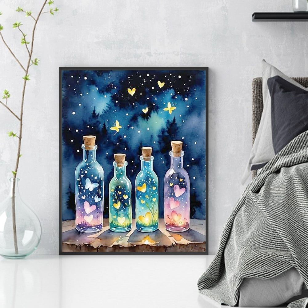 Colored Glass Bottle - 11CT Stamped Cross Stitch 40*50CM
