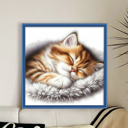 Sleeping Kitten - 11CT Stamped Cross Stitch 40*40CM
