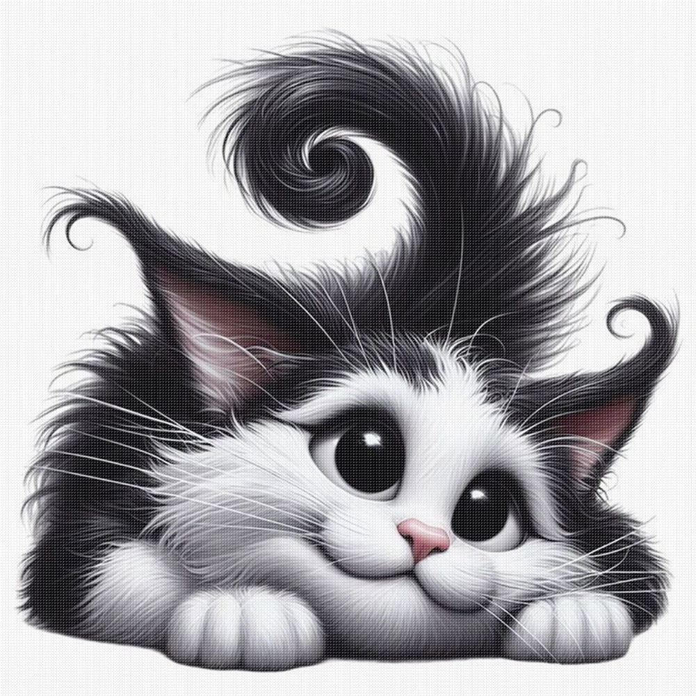 Lying Kitten - 11CT Stamped Cross Stitch 40*40CM