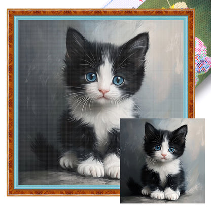 Black And White Kitten - 11CT Stamped Cross Stitch 40*40CM