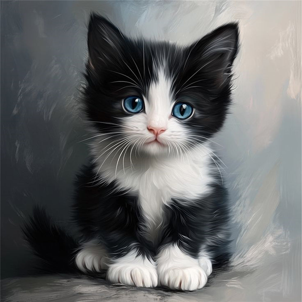 Black And White Kitten - 11CT Stamped Cross Stitch 40*40CM
