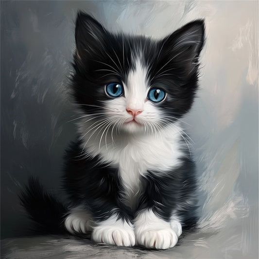 Black And White Kitten - 11CT Stamped Cross Stitch 40*40CM
