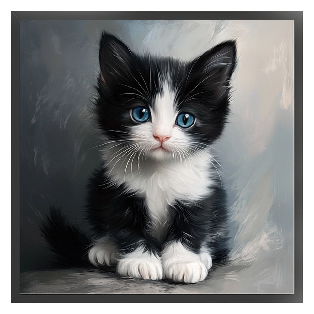 Black And White Kitten - 11CT Stamped Cross Stitch 40*40CM