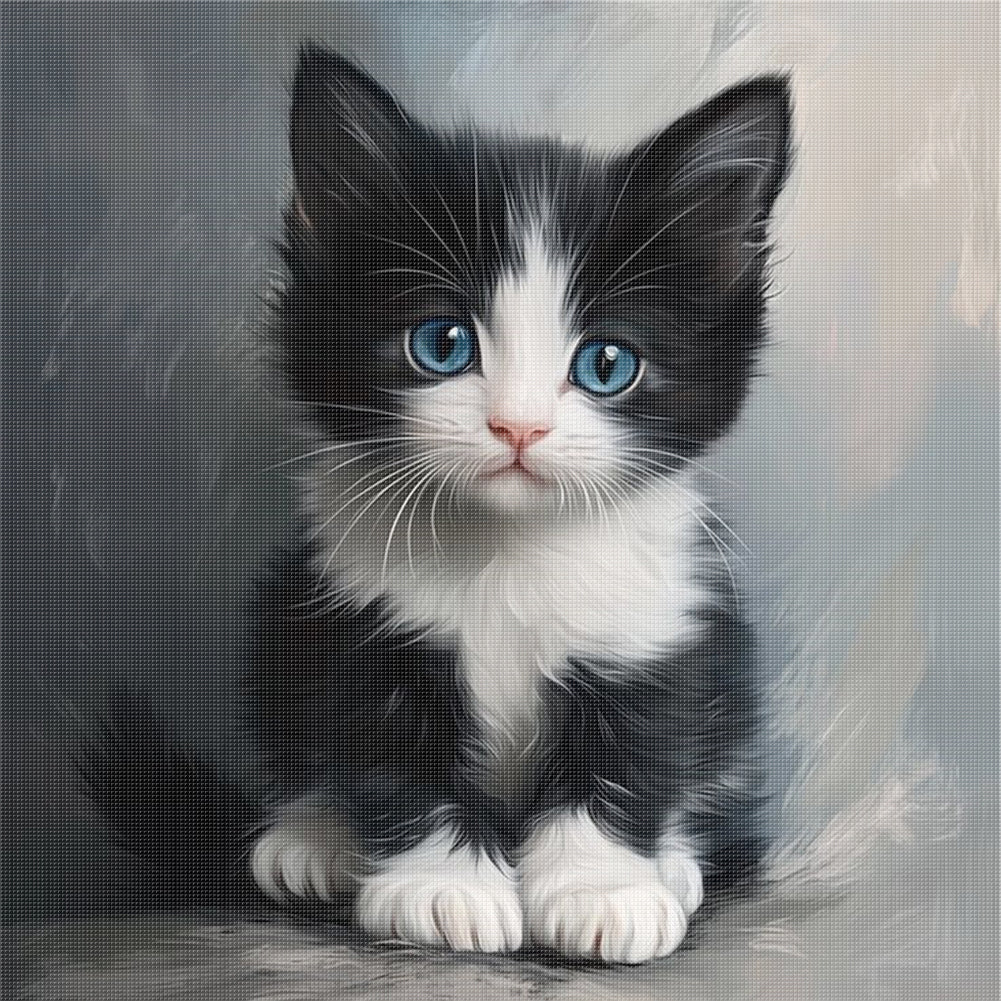 Black And White Kitten - 11CT Stamped Cross Stitch 40*40CM